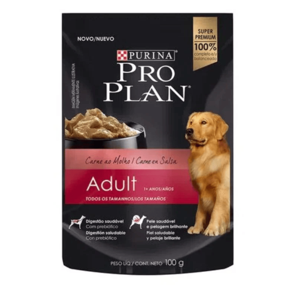 POUCH PROPLAN DOG ADULTO CARNE 100GR