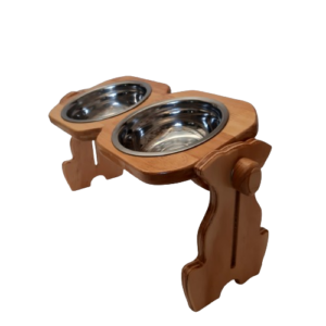 Comedero Alto Graduable 2 Plato Acero Inoxidable