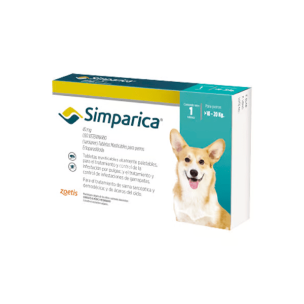 Simparica 40 Mg Perros 10 a 20 kg x 1Tab