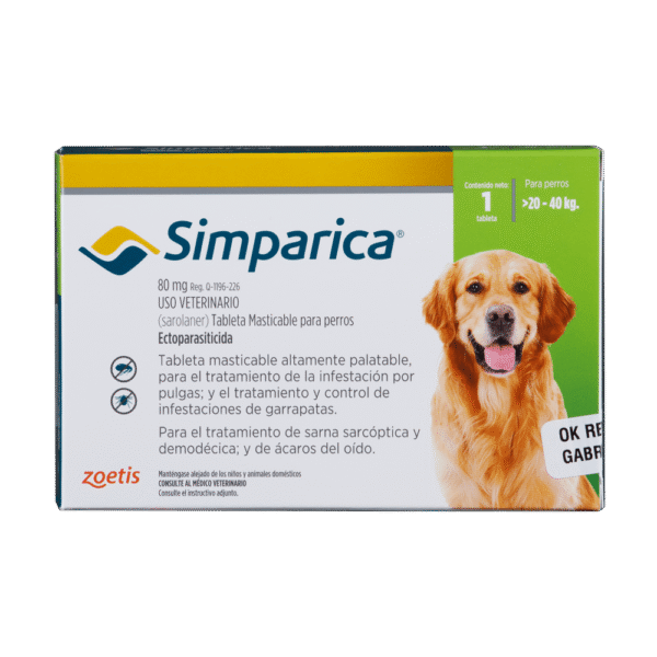SIMPARICA CAJA X 1 TAB DE 80 MG (20 - 40 KG)