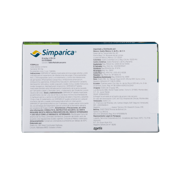 SIMPARICA CAJA X 1 TAB DE 80 MG (20 - 40 KG) - Image 2