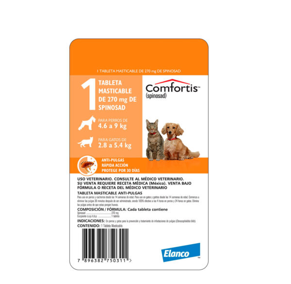 COMFORTIS 270MG(P4,6-9KGG2.8-5.4)NARANJA