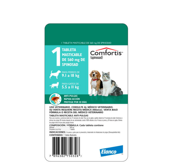 COMFORTIS 560MG(P9,1-18KGG5.5-11KG)VERDE