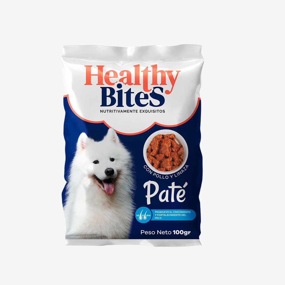 HEALTHY BITES PATÈ PERRO POLLO Y LINAZA 100GR